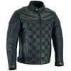 BLACK CHECKER LEATHER JACKET